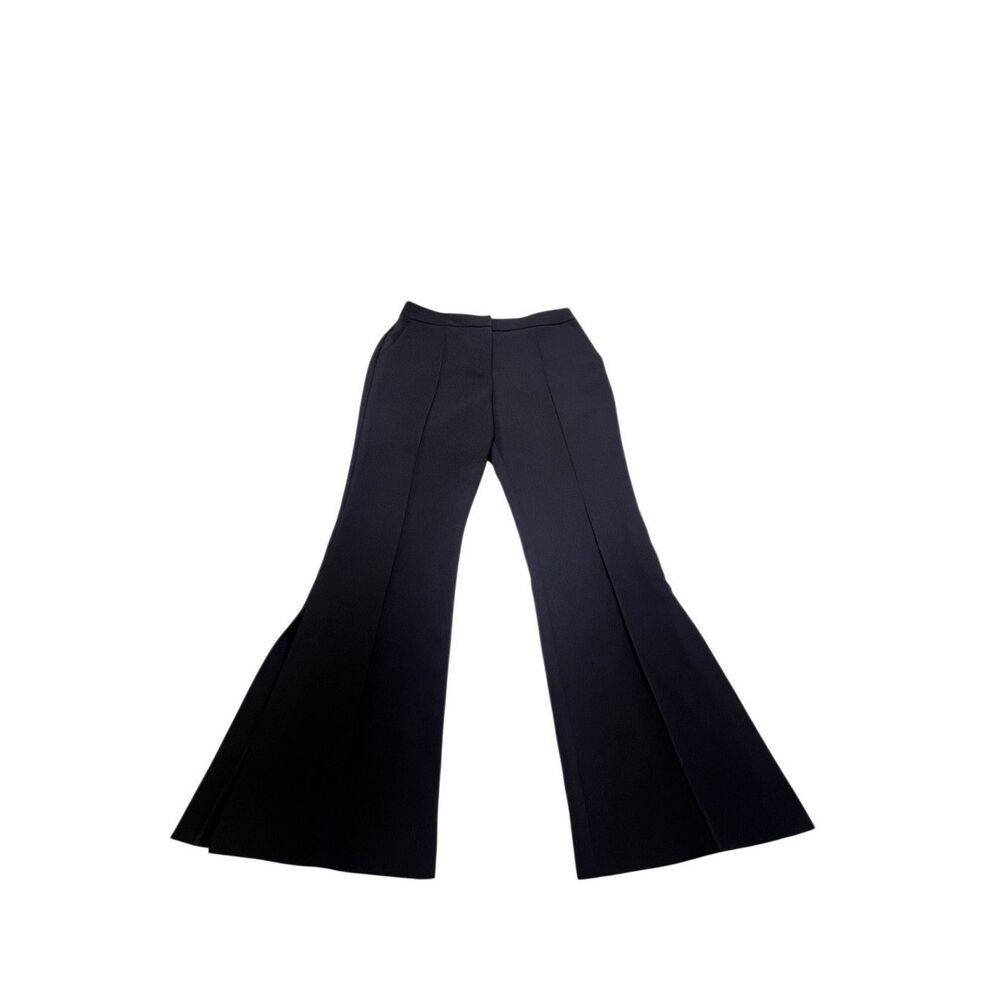 Milly Women's High Waisted KJ Side-Slit Flared Cropped Cady Pants Black Size 4